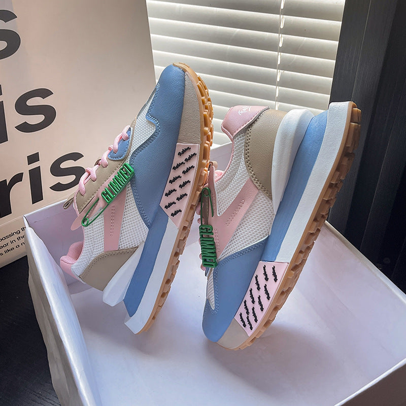 Daddy, sneaker da donna in Argan, traspirante, estiva, in vera pelle, con suola spessa