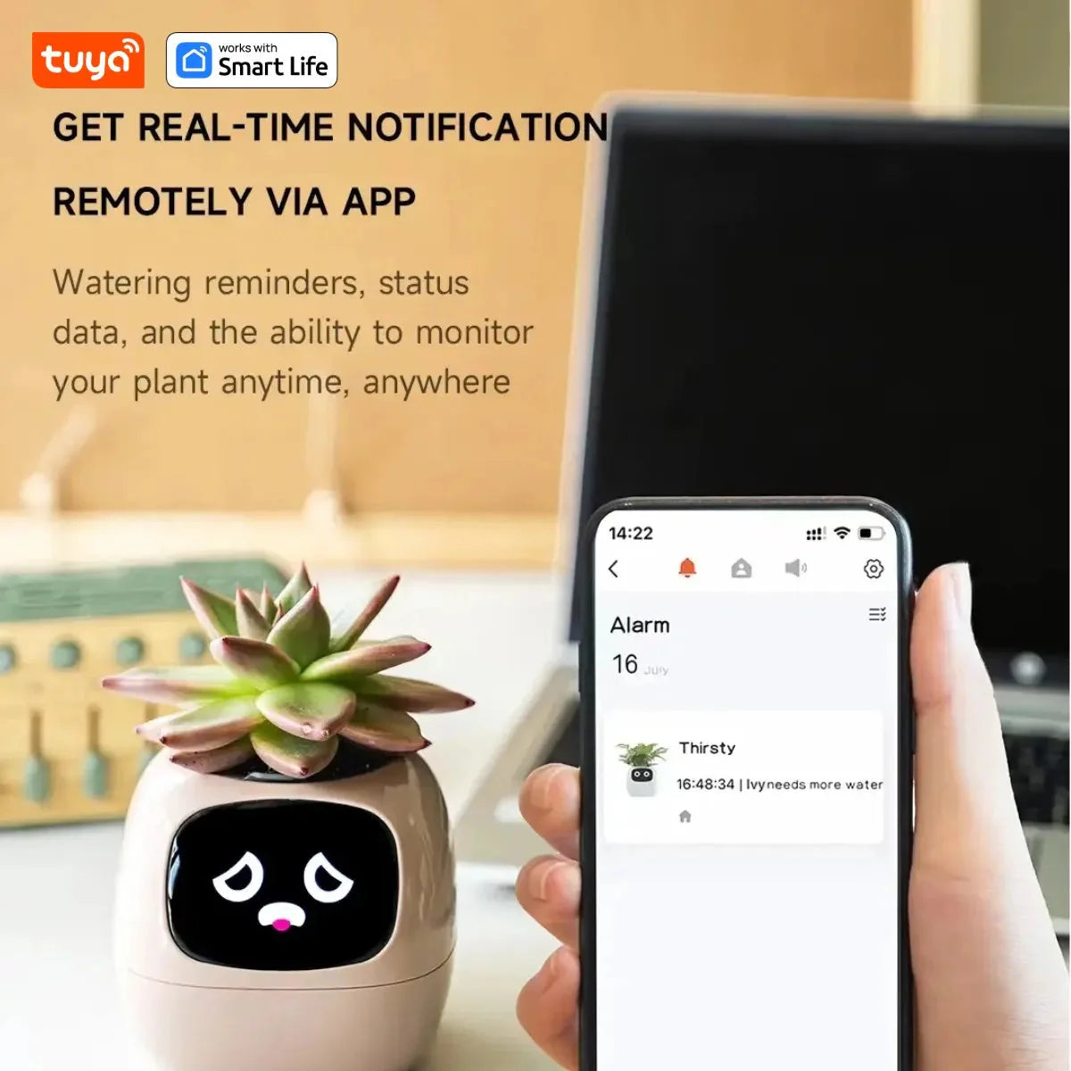 Tuya Ivy Smart Planter, divertimento senza fine con oltre 49 espressioni ricche, 7 sensori intelligenti, chip AI rendono la coltivazione delle piante facile e divertente