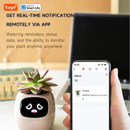 Tuya Ivy Smart Planter, divertimento senza fine con oltre 49 espressioni ricche, 7 sensori intelligenti, chip AI rendono la coltivazione delle piante facile e divertente