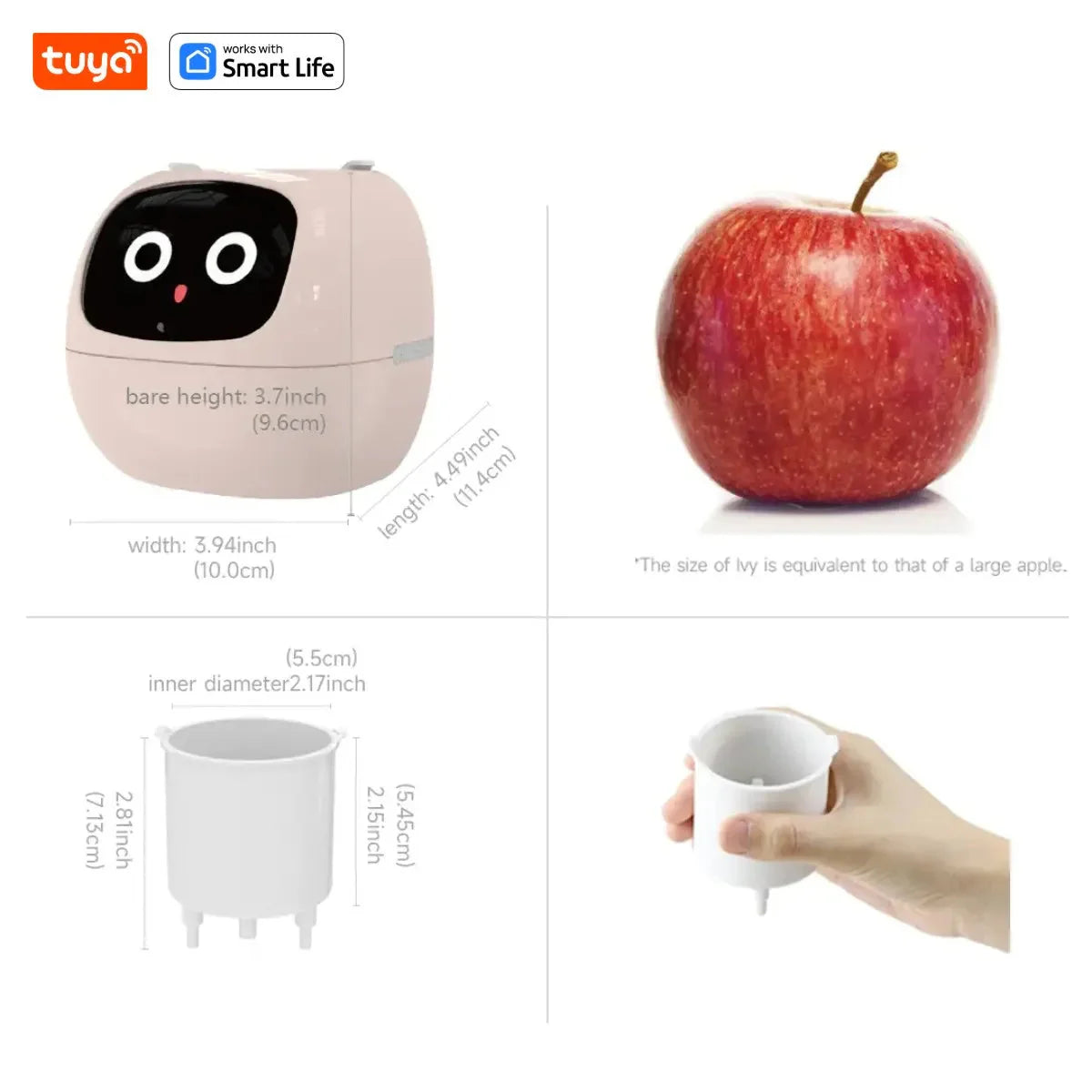 Tuya Ivy Smart Planter, divertimento senza fine con oltre 49 espressioni ricche, 7 sensori intelligenti, chip AI rendono la coltivazione delle piante facile e divertente
