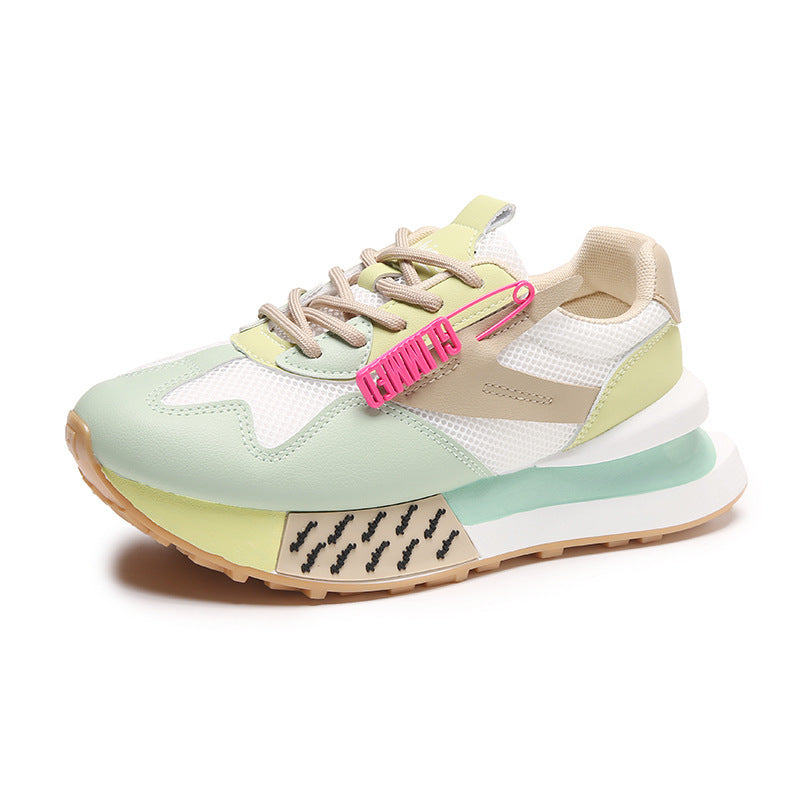Daddy, sneaker da donna in Argan, traspirante, estiva, in vera pelle, con suola spessa