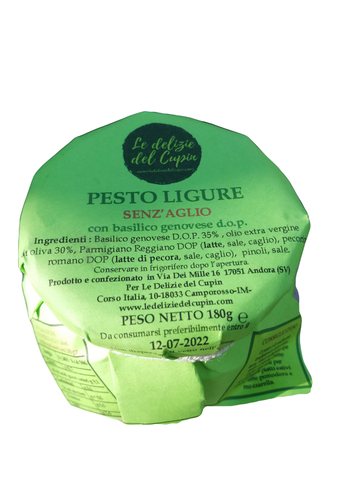 Cupin di Pesto Ligure senza Aglio 180gr