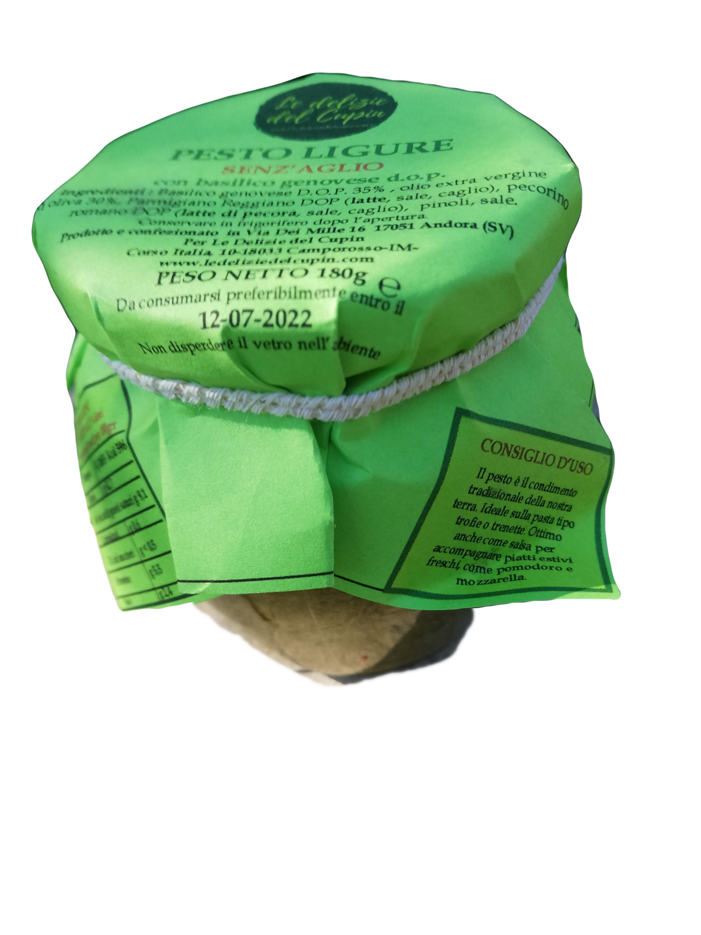 Cupin di Pesto Ligure senza Aglio 180gr
