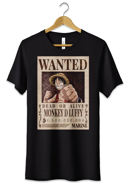 T-Shirt Maglietta Anime Monkey D Luffy Rubber Manifesto Wanted One Piece