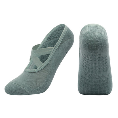 Calzini da yoga con cinturino incrociato in cotone antibatterico da donna con colla antiscivolo