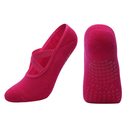Calzini da yoga con cinturino incrociato in cotone antibatterico da donna con colla antiscivolo