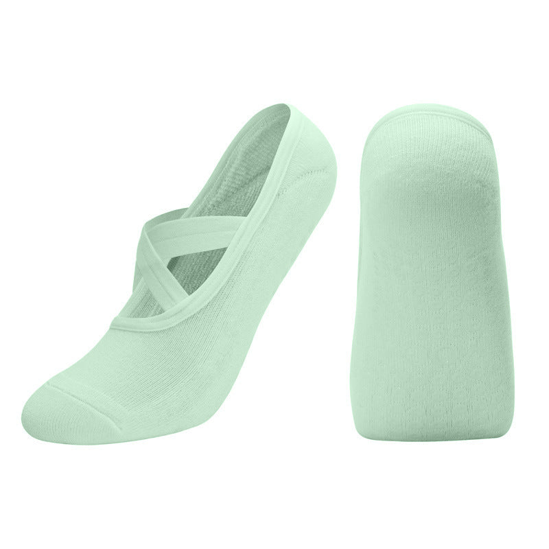 Calzini da yoga con cinturino incrociato in cotone antibatterico da donna con colla antiscivolo
