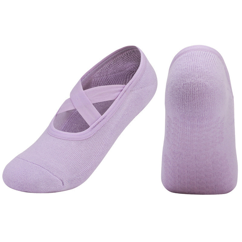 Calzini da yoga con cinturino incrociato in cotone antibatterico da donna con colla antiscivolo
