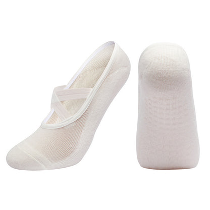 Calzini da yoga con cinturino incrociato in cotone antibatterico da donna con colla antiscivolo