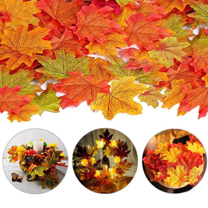 100Pcs/Pack Maple Leaves Artificial Simulation Autumn Leaf Petals Halloween Christma Thanksgiving Party Wedding Table Decoration