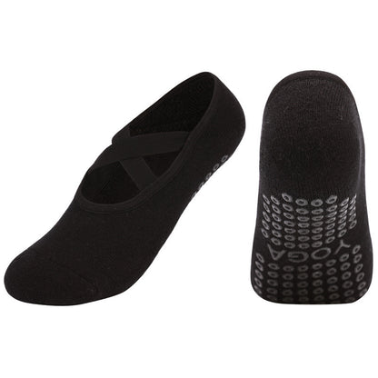 Calzini da yoga con cinturino incrociato in cotone antibatterico da donna con colla antiscivolo