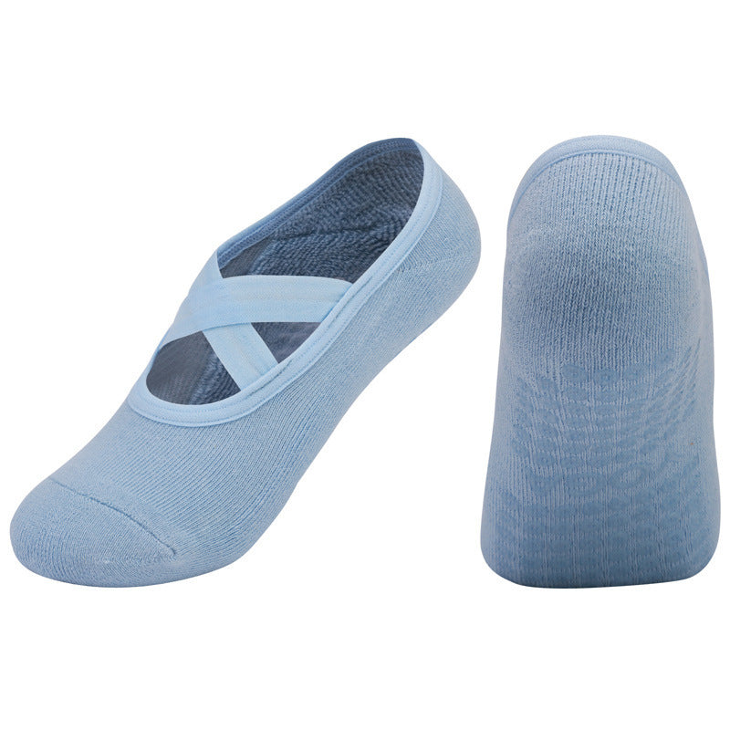 Calzini da yoga con cinturino incrociato in cotone antibatterico da donna con colla antiscivolo